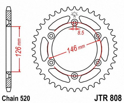 Jt Rear Steel Sprocket 52T - JTR808.52