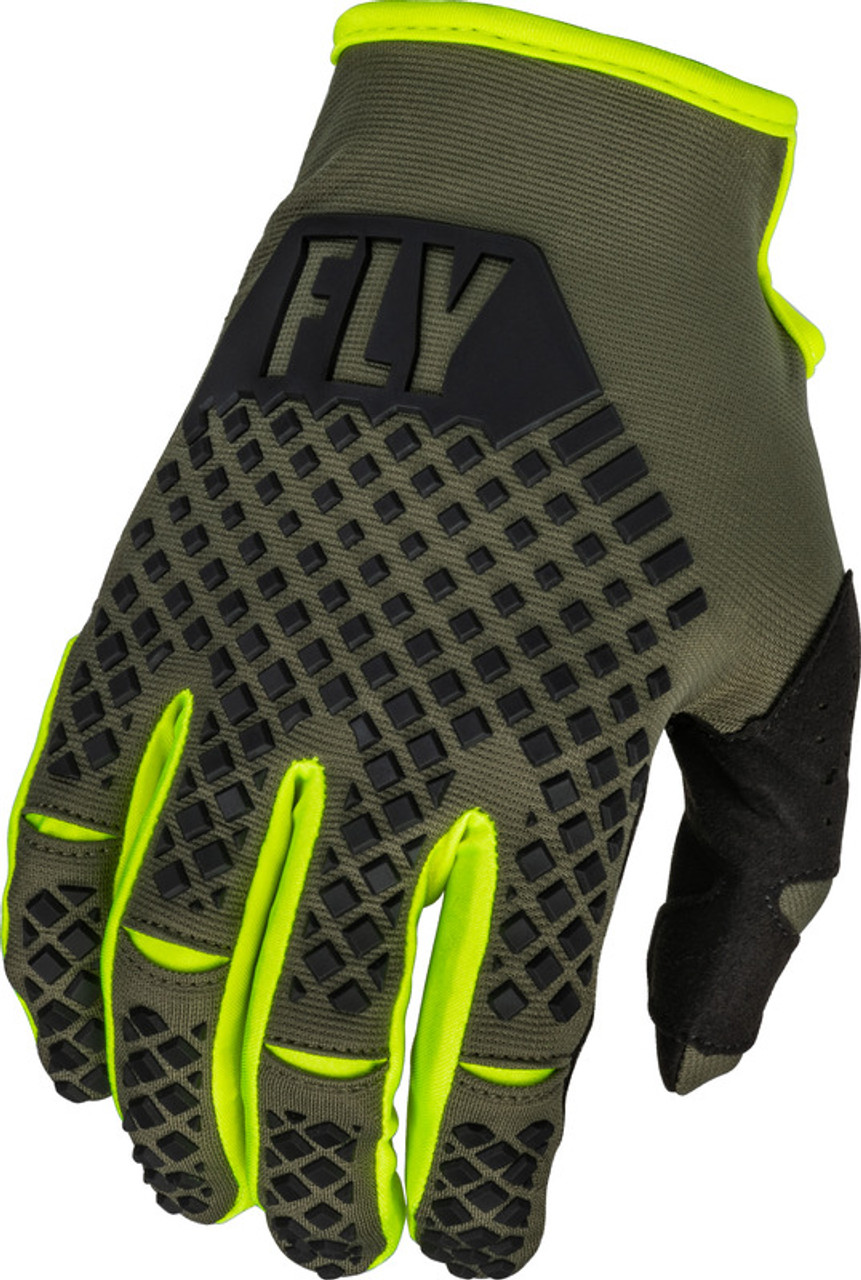 Fly Racing Kinetic Olive Green Hi-Vis Gloves