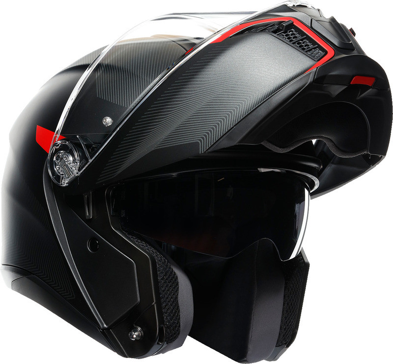 AGV Tourmodular Frequency Gunmetal Red Helmet