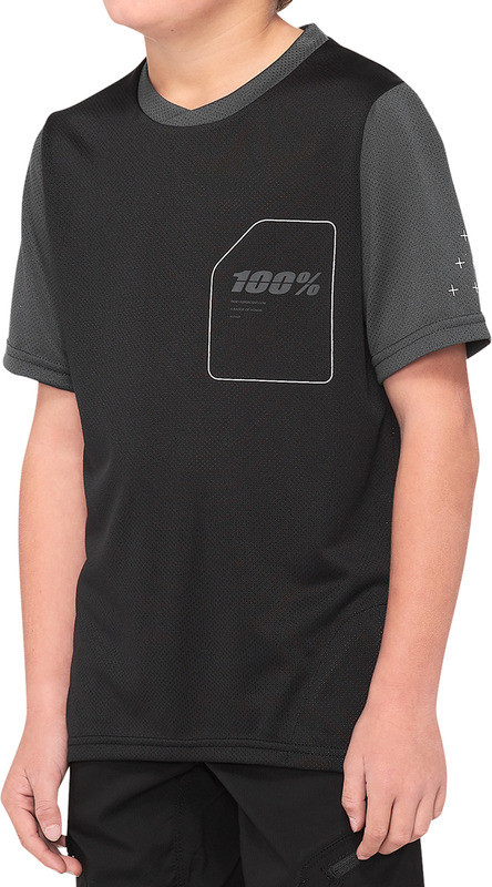 100% Youth Ridecamp Short-Sleeve Black Charcoal Jersey