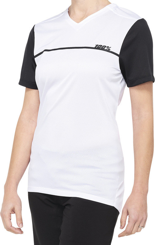 100% Women's Ridecamp Short-Sleeve White Black Jersey