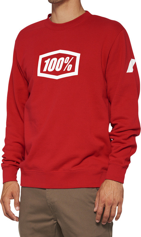 100% Icon Long-Sleeve Fleece Red Sweatshirt