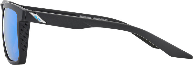 100% Renshaw Matte Black HiPER Blue Mirror Sunglasses