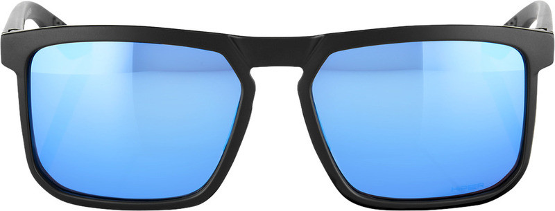 100% Renshaw Matte Black HiPER Blue Mirror Sunglasses