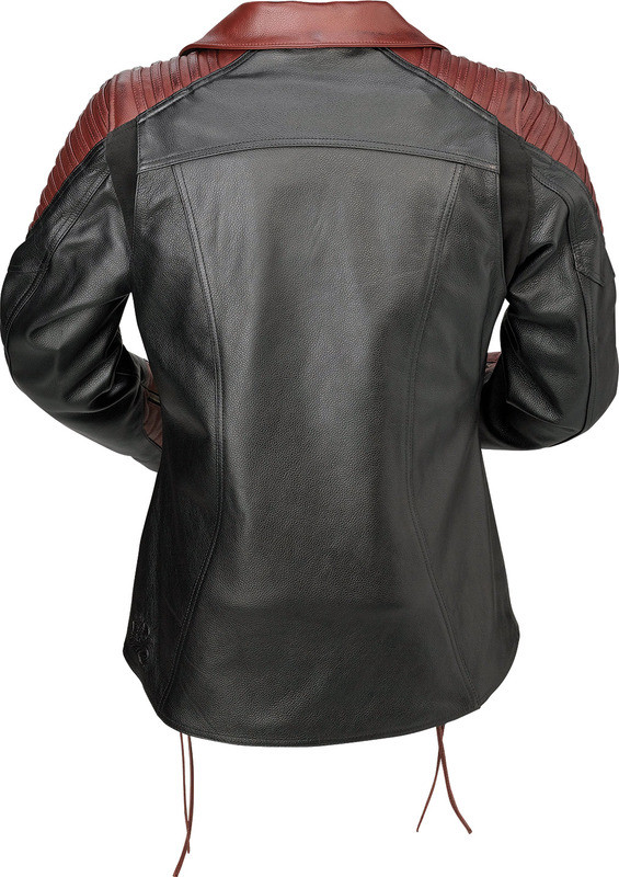 Z1R Women's Combiner Leather Black Red Jacket