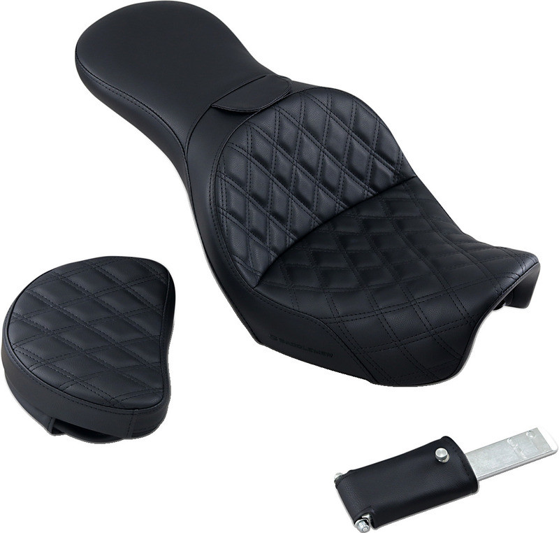 Saddlemen Explorer Seat With Backrest Lattice Stitched Black FXD - 806-04-030LS