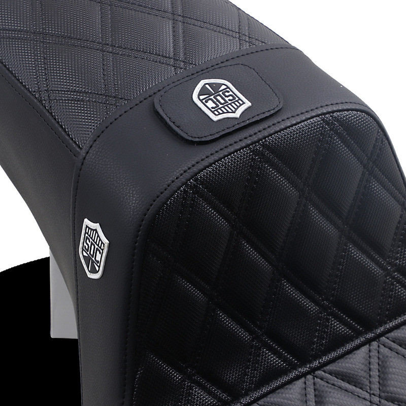 Saddlemen Seat Pro Series SDC Performance With Backrest Full Lattice Stitch/Lumbar Gripper Black - SC80604DBKRT