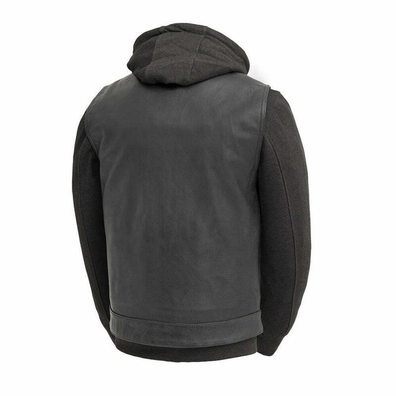 First Manufacturing Kent With Sweatshirt Black Leather Vest