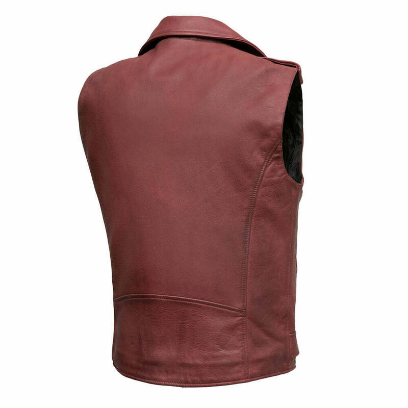 First Manufacturing Roller Oxblood Leather Vest