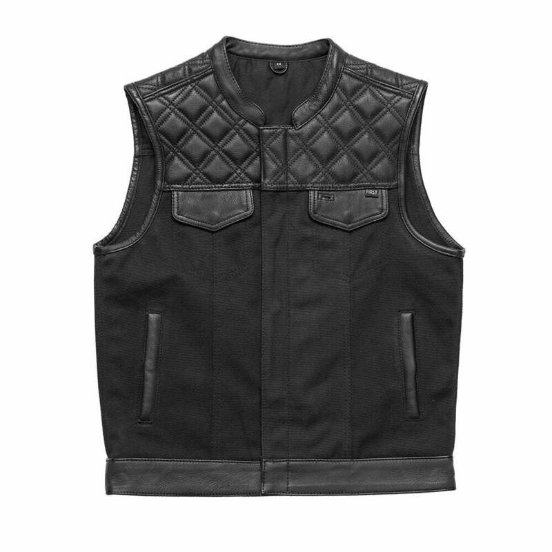 First Manufacturing Hunt Club Black Leather Canvas Vest - Speed