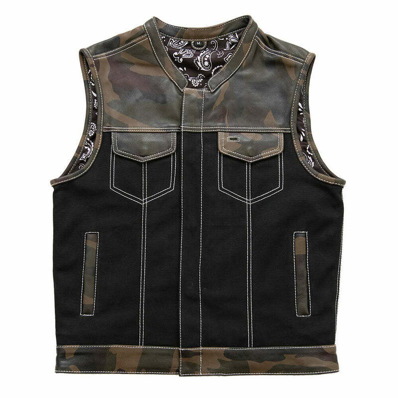 First Manufacturing Infantry Camo Leather Canvas Vest