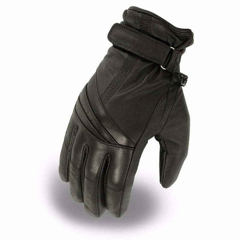 First Manufacturing Glide Womens Black Leather Gloves