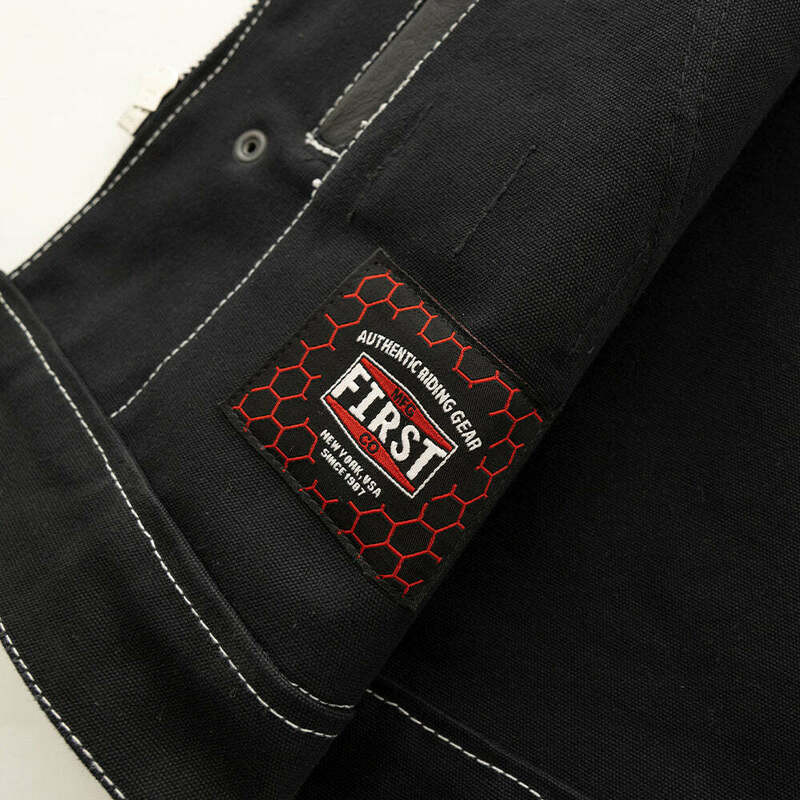 First Manufacturing Hunt Club Black White Leather Canvas Vest