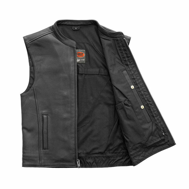 First Manufacturing Club House Black Leather Vest