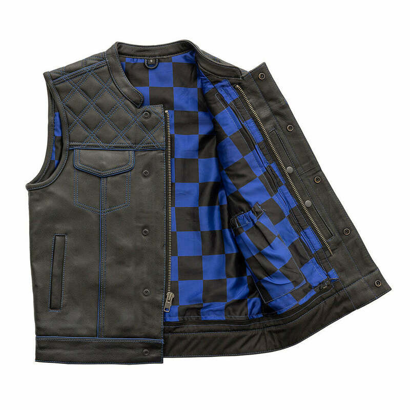 First Manufacturing Blue Black Checker Vest
