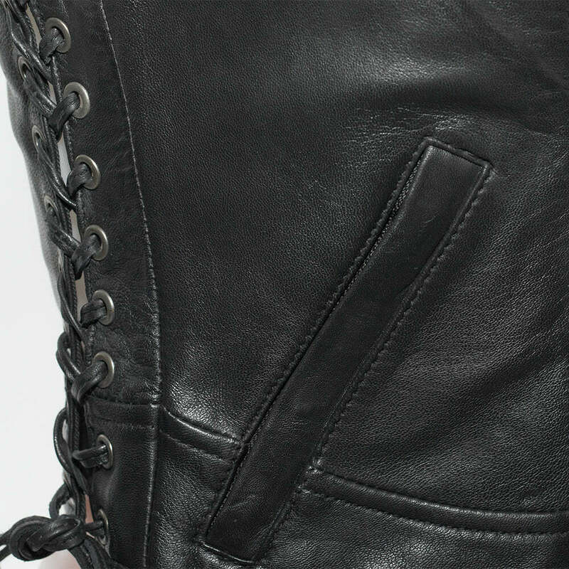 First Manufacturing Raven Womens Black Leather Vest