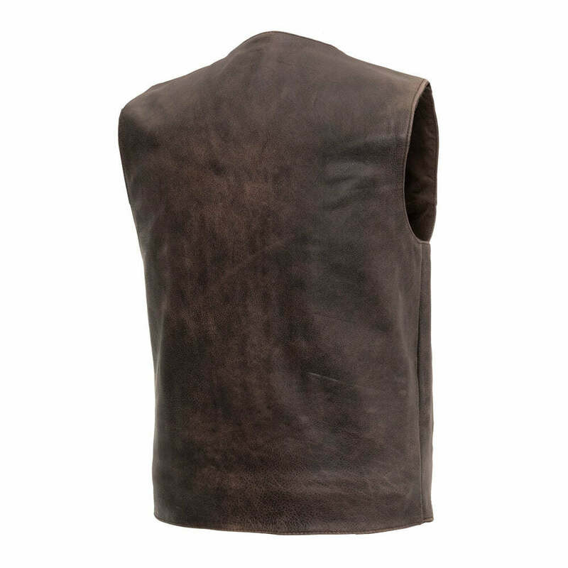First Manufacturing Texan Western Style Brown Leather Vest