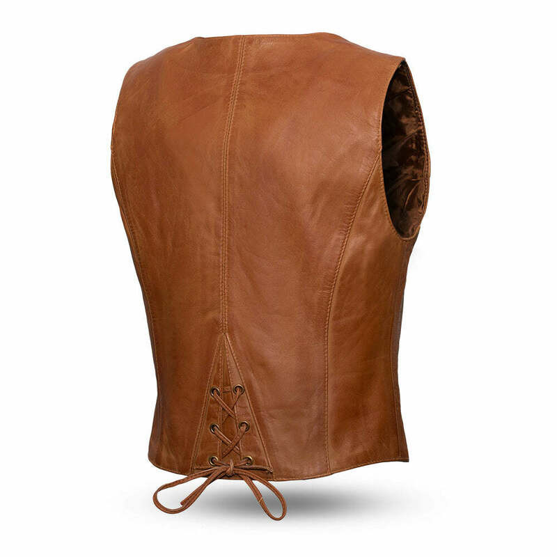 First Manufacturing Savannah Womens Western Style Black Leather Vest