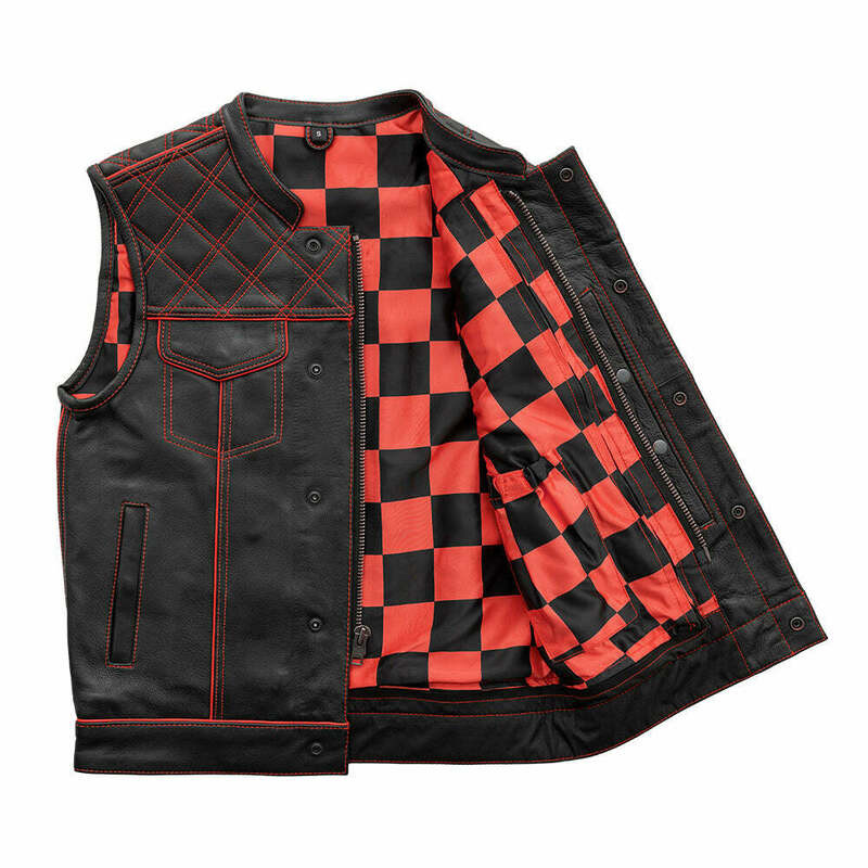 First Manufacturing Red Black Checker Vest