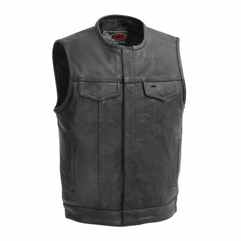 First Manufacturing No Rival Black Leather Vest