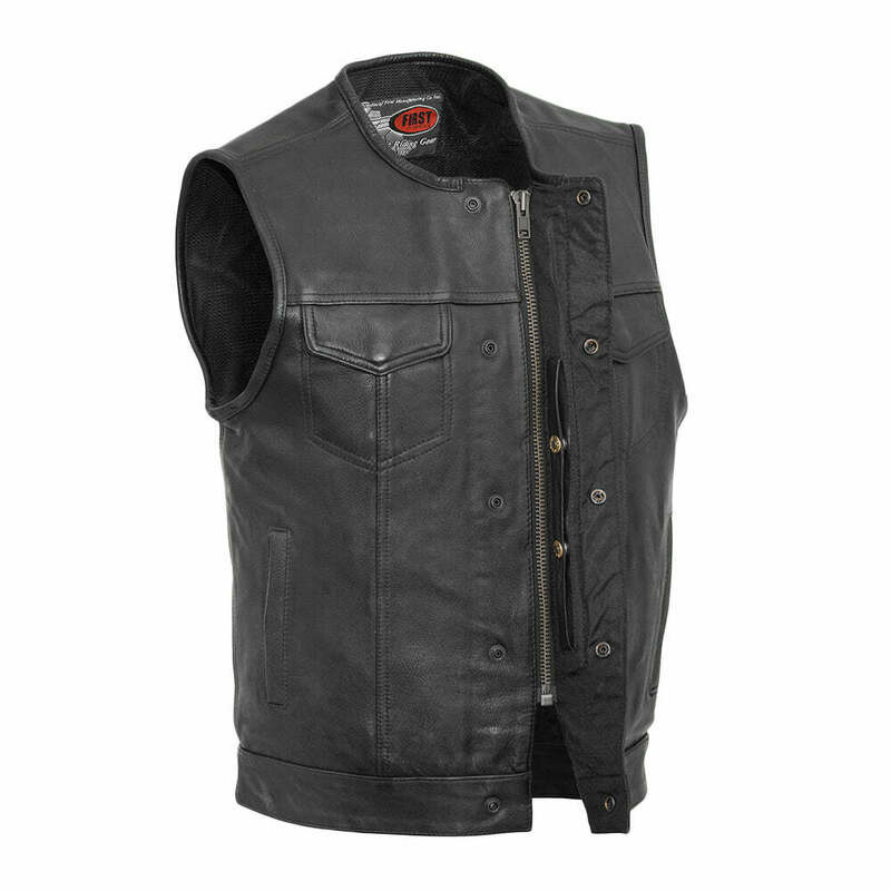 First Manufacturing No Rival Black Leather Vest