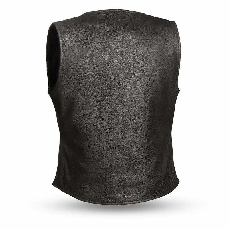 First Manufacturing Derringer Womens Black Leather Vest