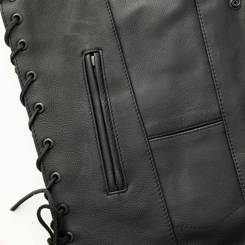 First Manufacturing Top Biller Western Style Black Leather Vest