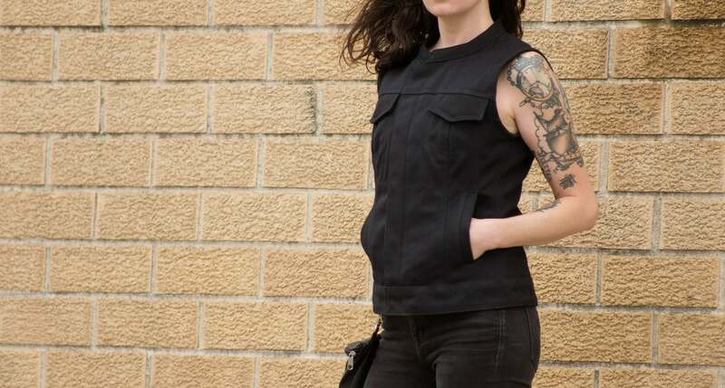 First Manufacturing Ludlow Womens Black Canvas Vest