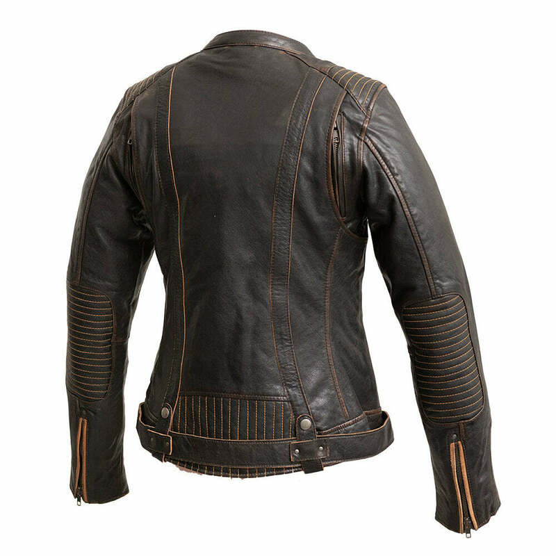 First Manufacturing Electra Womens Black Leather Jacket