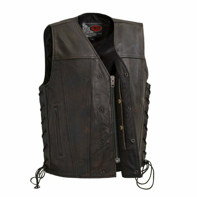 First Manufacturing High Roller Copper Leather Vest