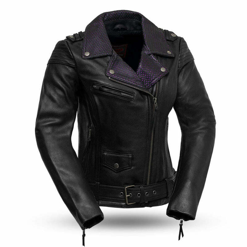 First Manufacturing Iris Womens Black Leather Jacket