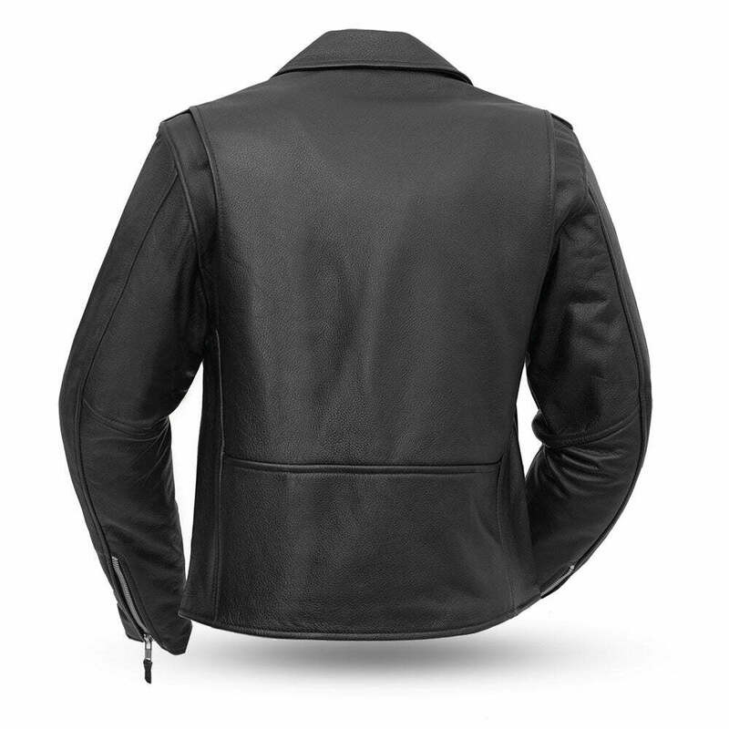 First Manufacturing Bikerlicious Womens Black Leather Jacket