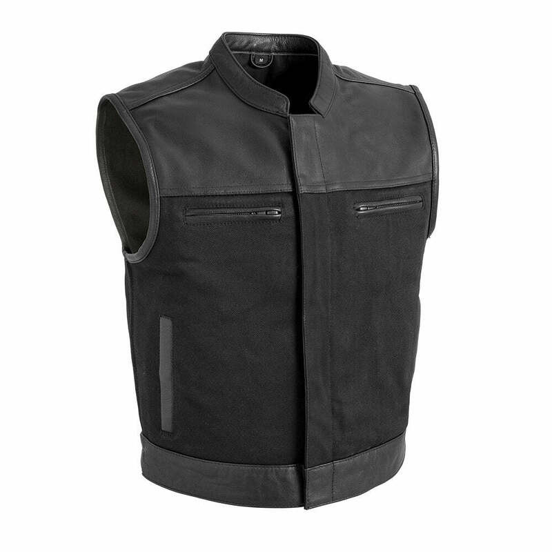 First Manufacturing Lowrider Black Leather Twill Vest