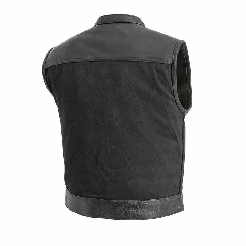 First Manufacturing Lowrider Black Leather Twill Vest