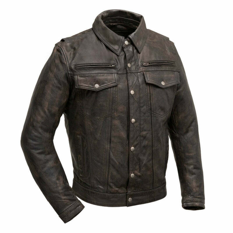 First Manufacturing Villain Black Olive Leather Jacket