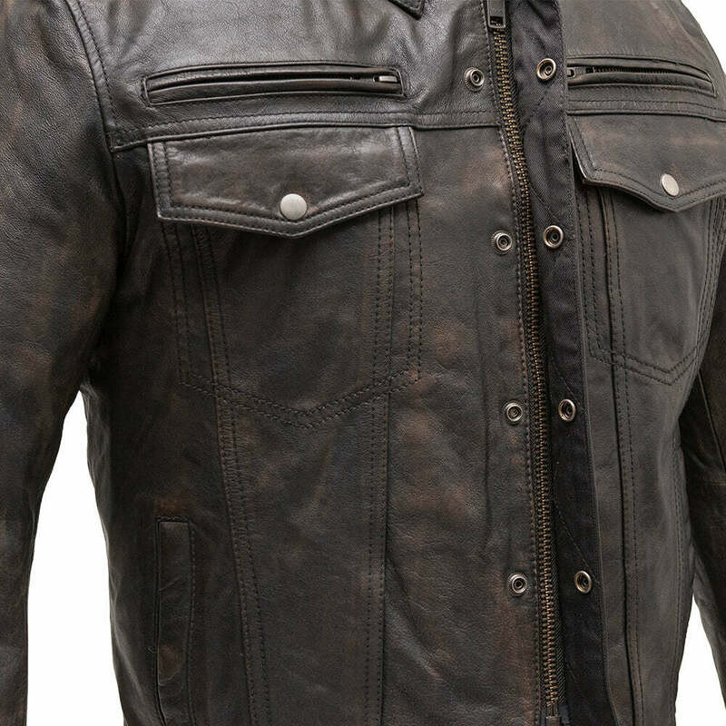 First Manufacturing Villain Black Olive Leather Jacket