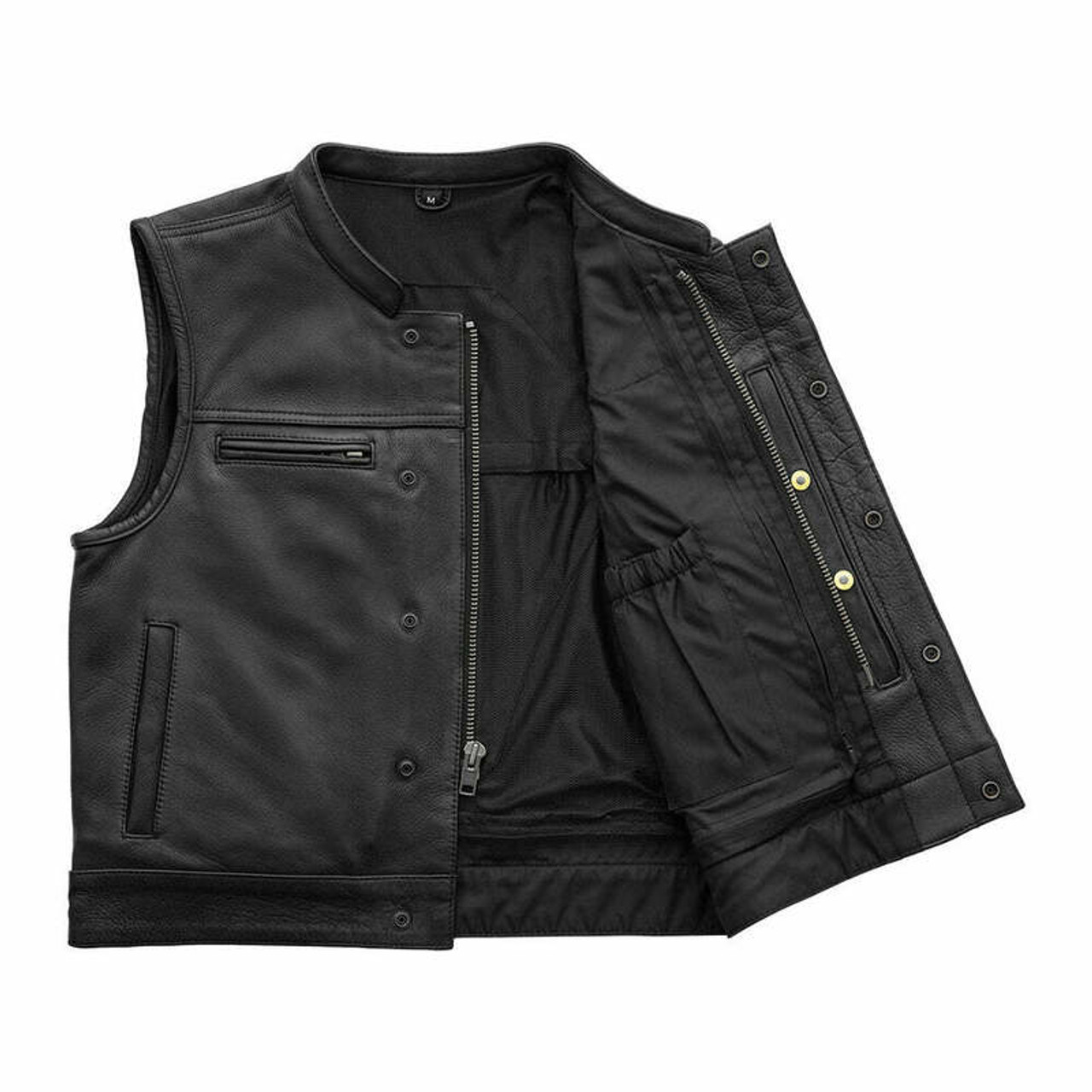 First Manufacturing Lowrider-Ltr Black Leather Vest - Speed Addicts