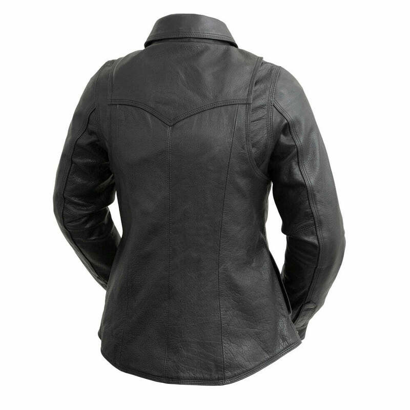 First Manufacturing Onyx Womens Black Leather Shirt
