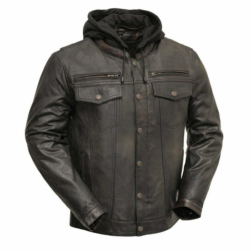 First Manufacturing Vendetta Black Olive Leather Jacket - Speed