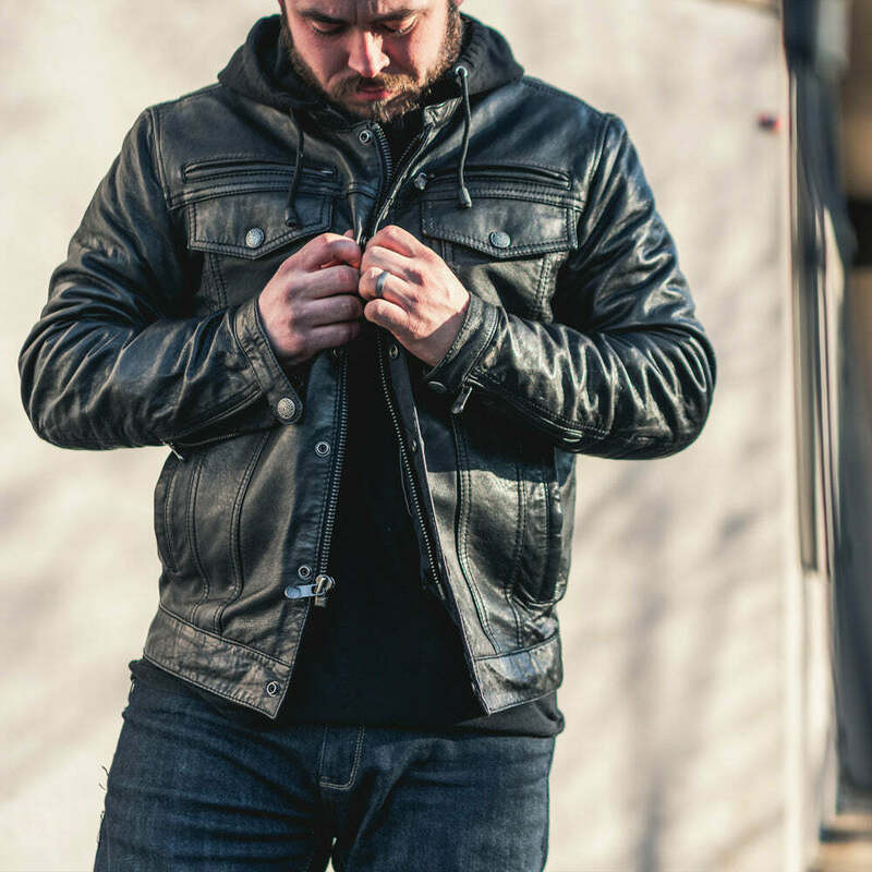 ジャケット・アウター archive FACTOTUM Leather rides jacket First Manufacturing Vendetta Black Olive Leather Jacket - Speed