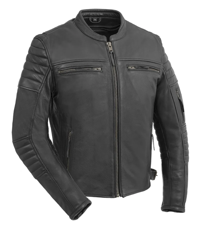First Manufacturing Commuter Black Leather Jacket