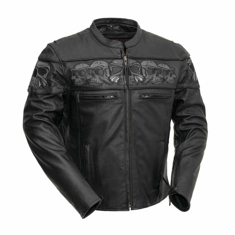First Manufacturing Savage Skulls Black Leather Jacket