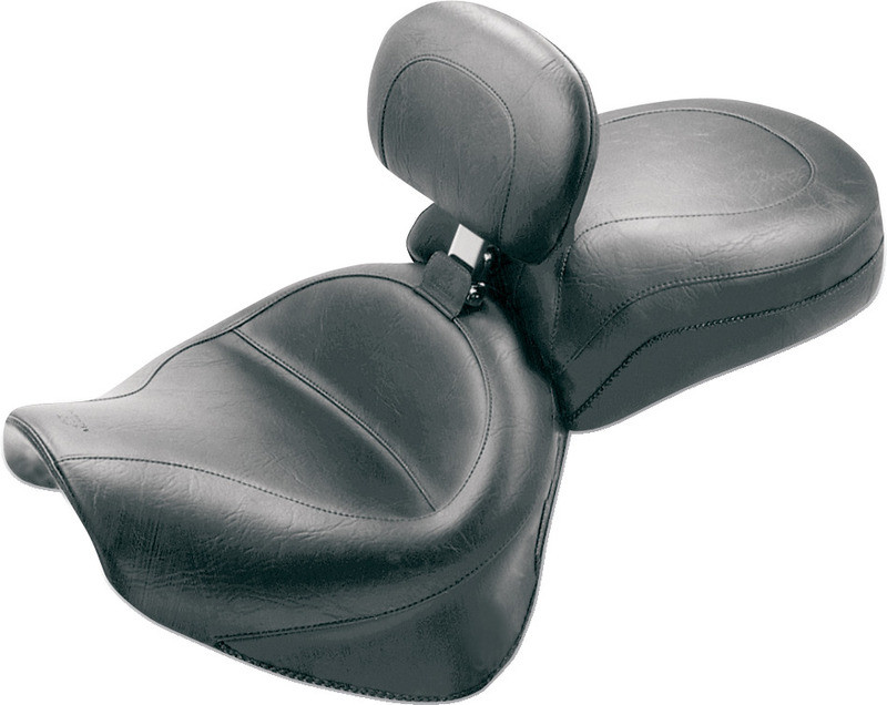 Mustang Seat Vintage Wide Touring With Driver Backrest Two-Piece Smooth Black Roadstar - 79191