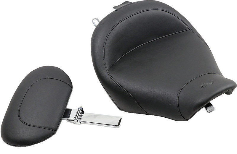 Mustang Wide Solo Seat With Backrest Vintage Black Smooth Road King '97