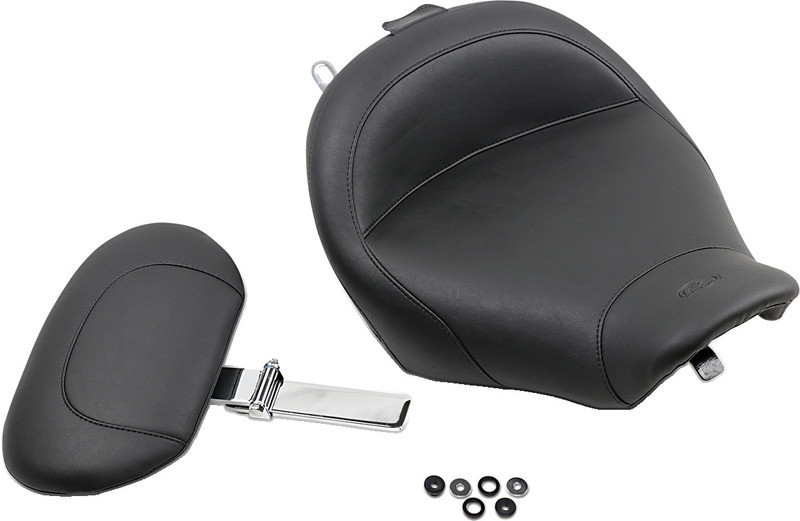 Mustang Wide Solo Seat With Backrest Vintage Black Smooth Road King '97-'07 - 79100