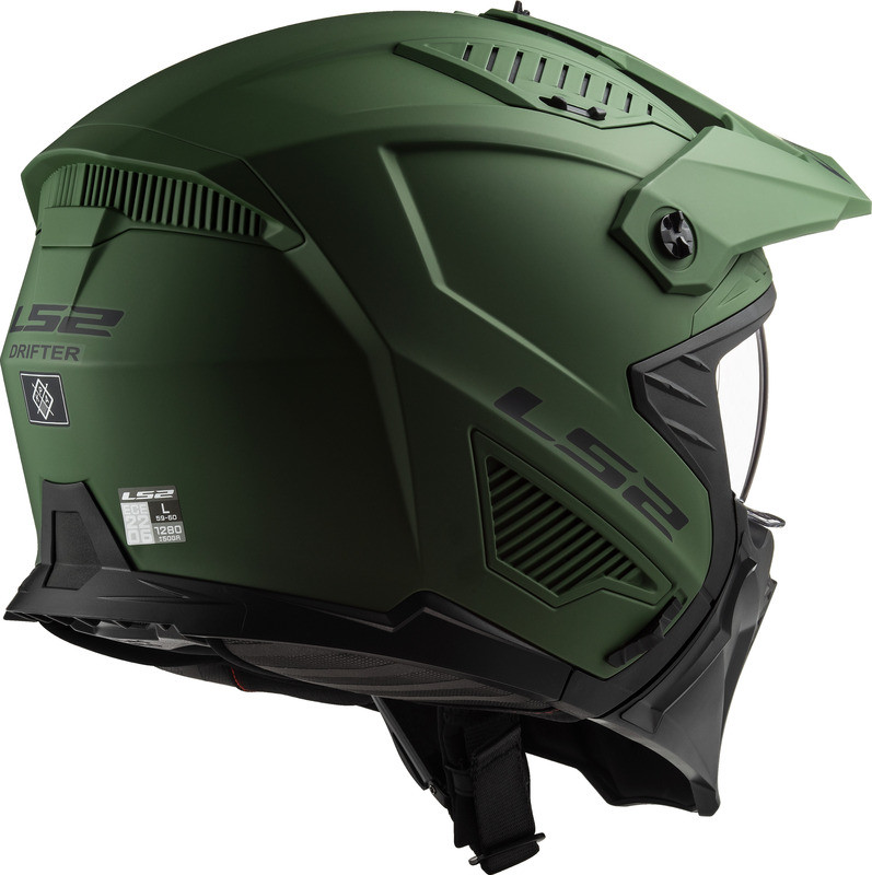 LS2 Drifter Solid Matte Military Green Helmet