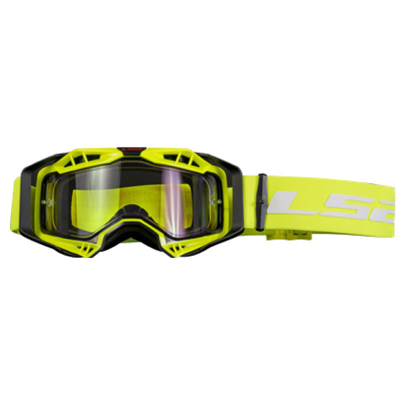 LS2 Aura Black Hi-Viz Yellow with Clear Lens Goggles