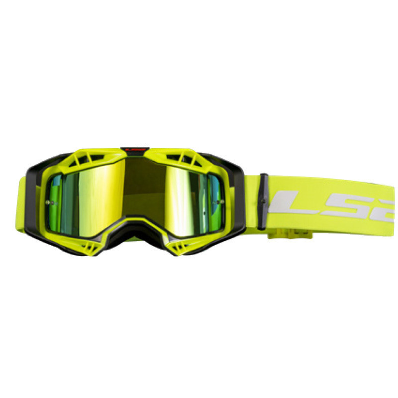 LS2 Aura Pro Black Hi-Viz Yellow Iridium Lens Goggles