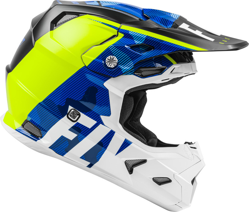 Fly Racing Toxin Transfer Blue Hi-Vis White Helmet
