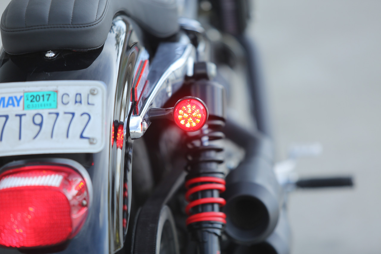 Burly Led Turn Signal Red Rear Xl Strut Mnt Black Pr - B13-2500B